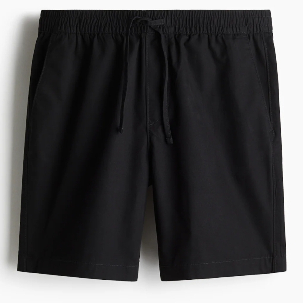 H&M Regular Fit Canvas Black Shorts MEN